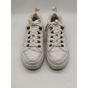 J/Slides NYC Sneakers Womens Aimee White 9 Leather Athletic Shoes Quilted